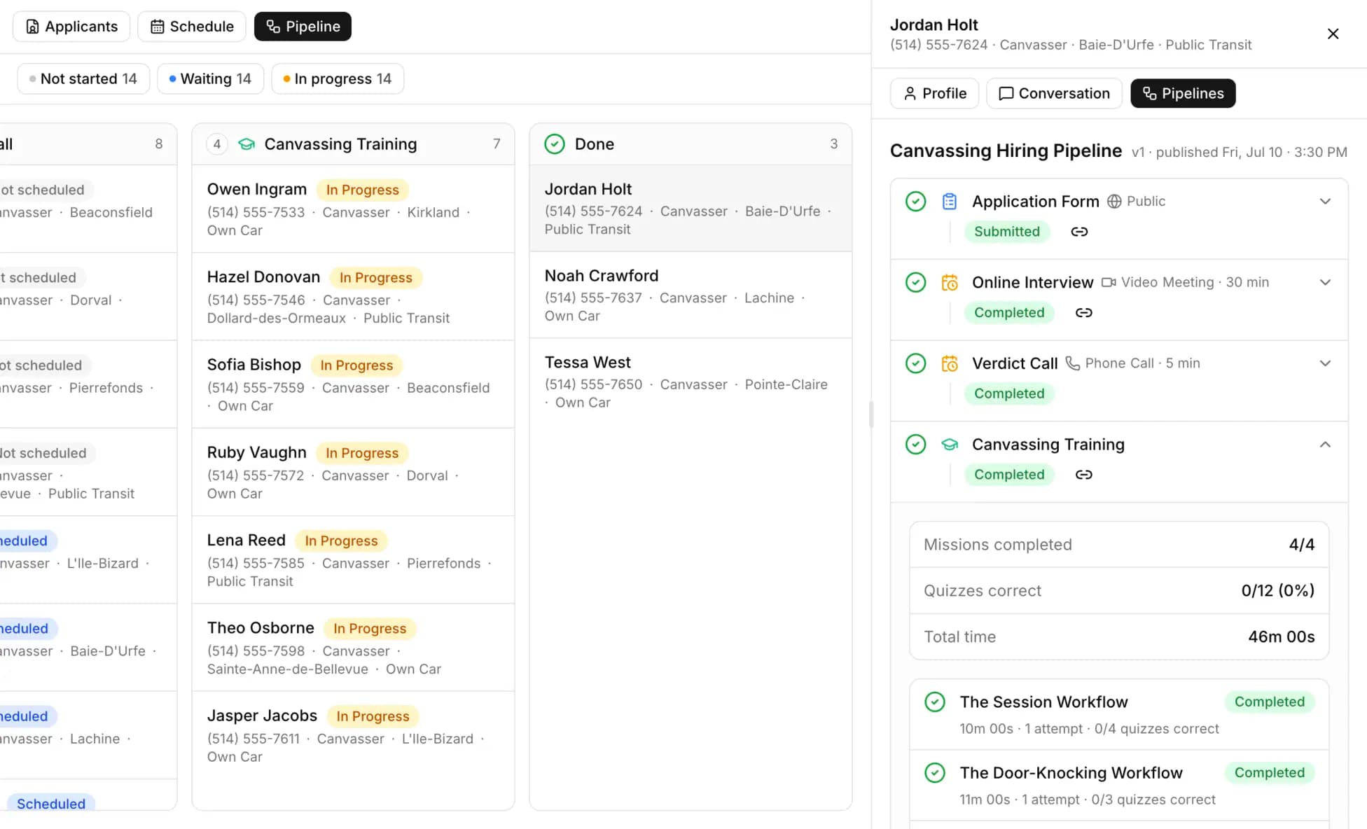 Hiring pipeline